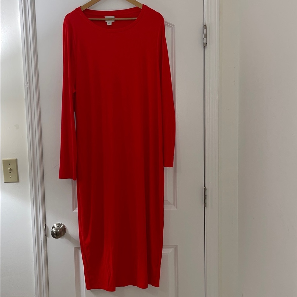 Elegant Red Long Sleeve Dress